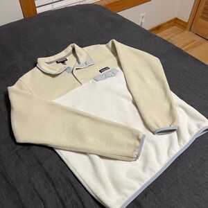Patagonia Cream and Gray Fleece Pullover